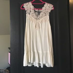 Off White Crochet and Cotton Sun Dress