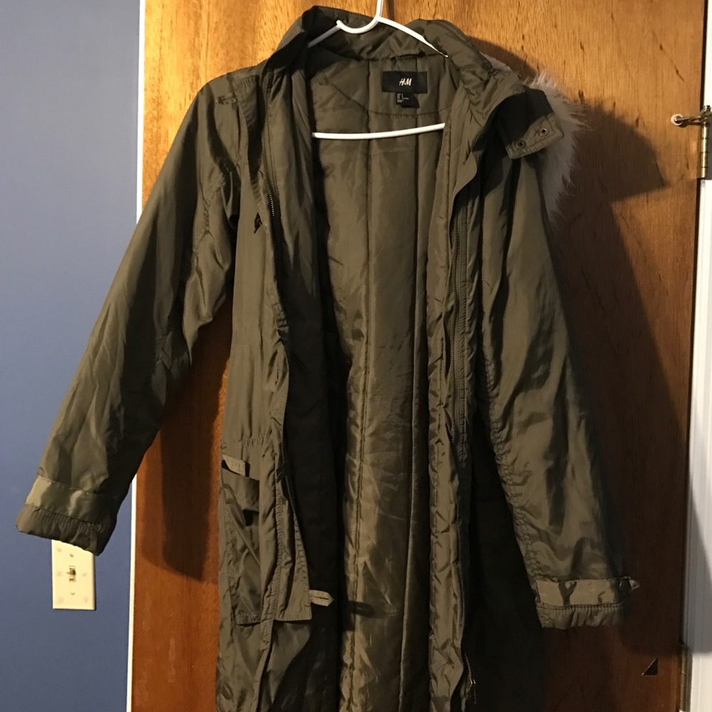 H&M olive green puffer coat