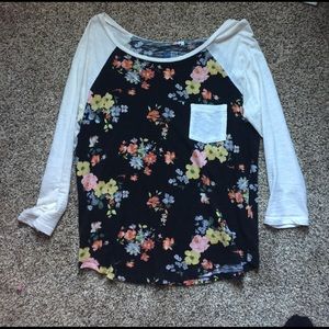 Floral baseball tee