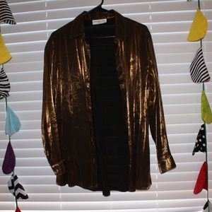 Shiny gold button down shirt ‼️SOLD‼️