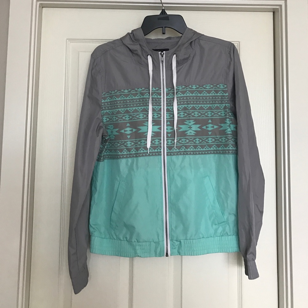 NWT Large Teal & Grey Empyre Full-Zip Windbreaker