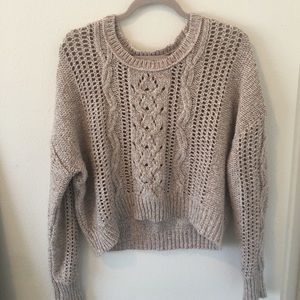 Light lavender sweater with gold and red speckles