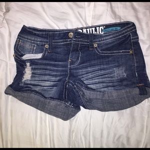 Ripped jean shorts