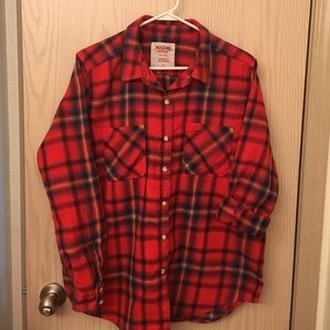 Red Plaid Flannel Shirt - XL