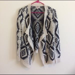 Wrap Cardigan, cream and navy