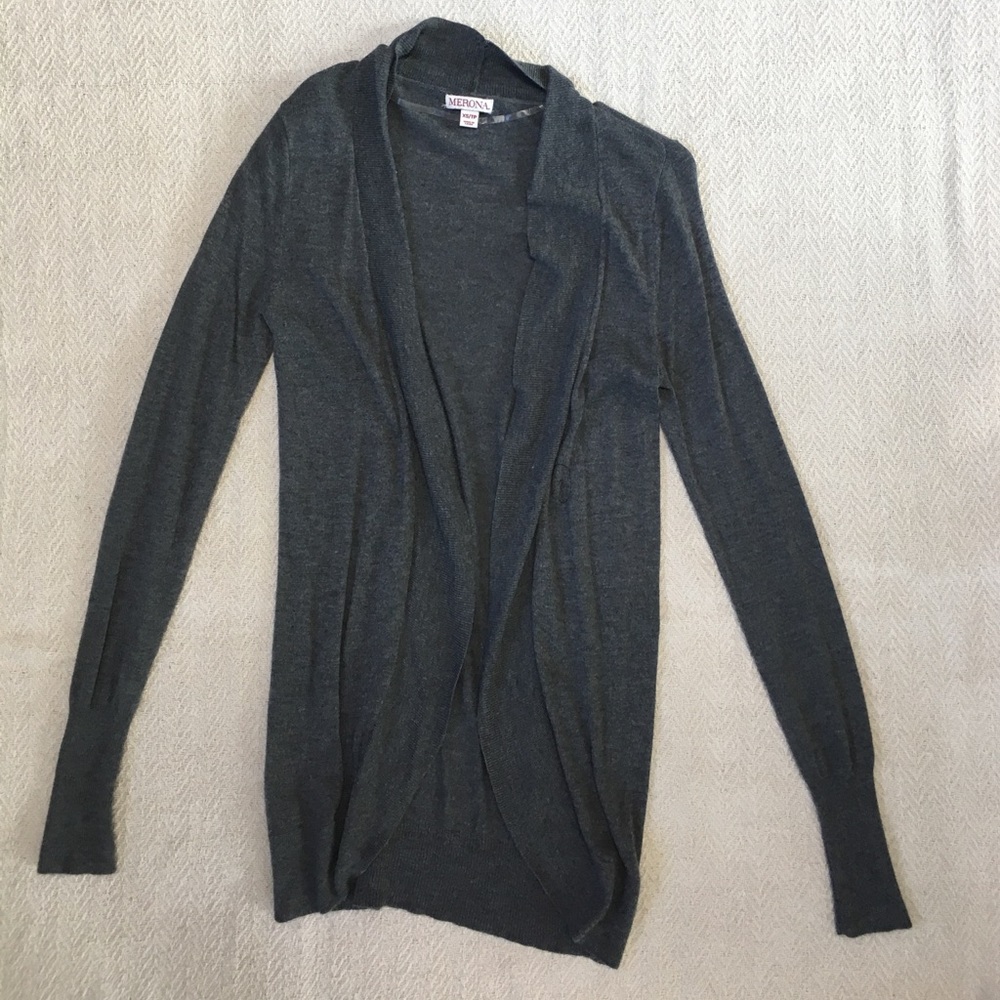 Grey Open Front Cardigan