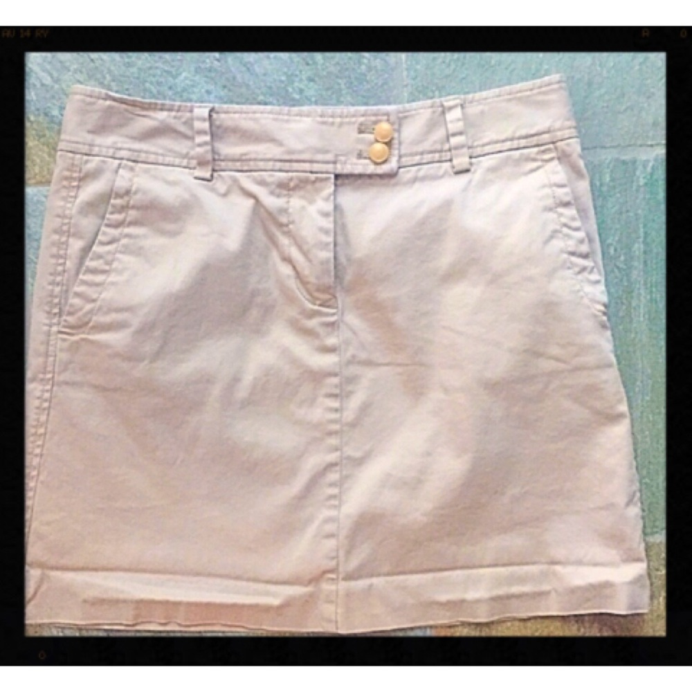 **SOLD** J. Crew tan stretch chino skirt