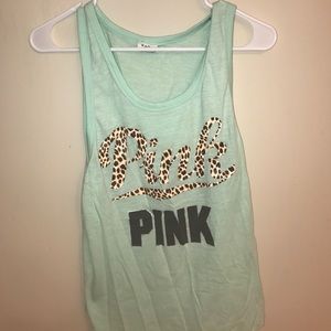 Mint Green VS Pink Tank Top w Cheetah Print