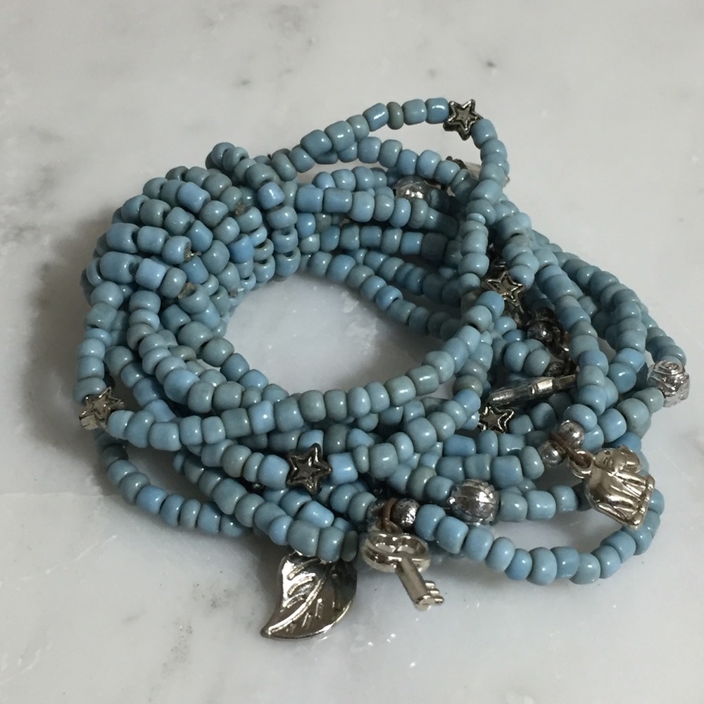 Beaded Stretch Bracelet with Charms