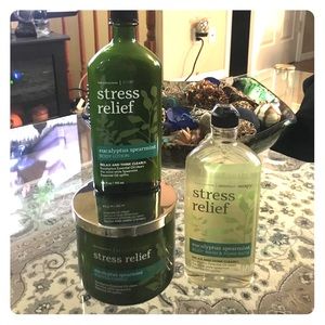 Stress relief candle lotion body wash set