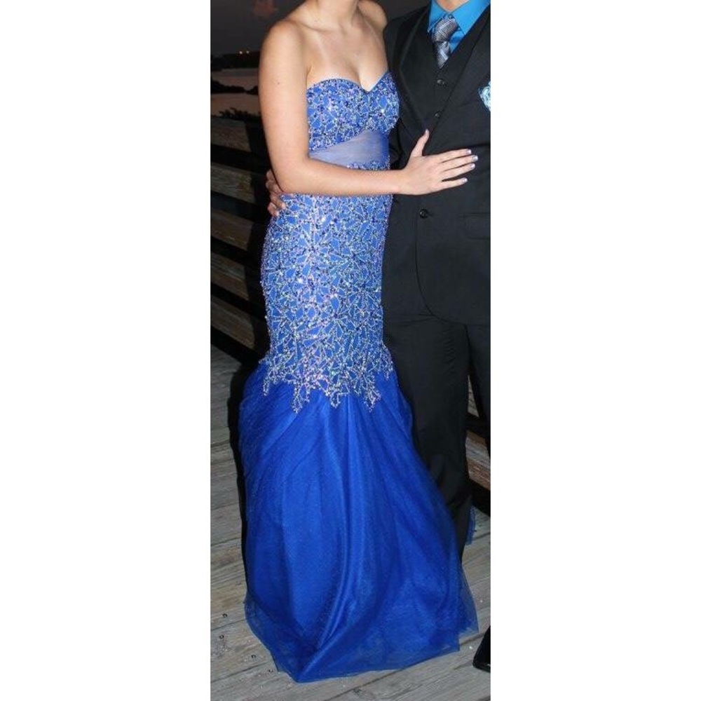 Any Lee Royal Blue Mermaid Strapless Prom Dress - Picture 2 of 4
