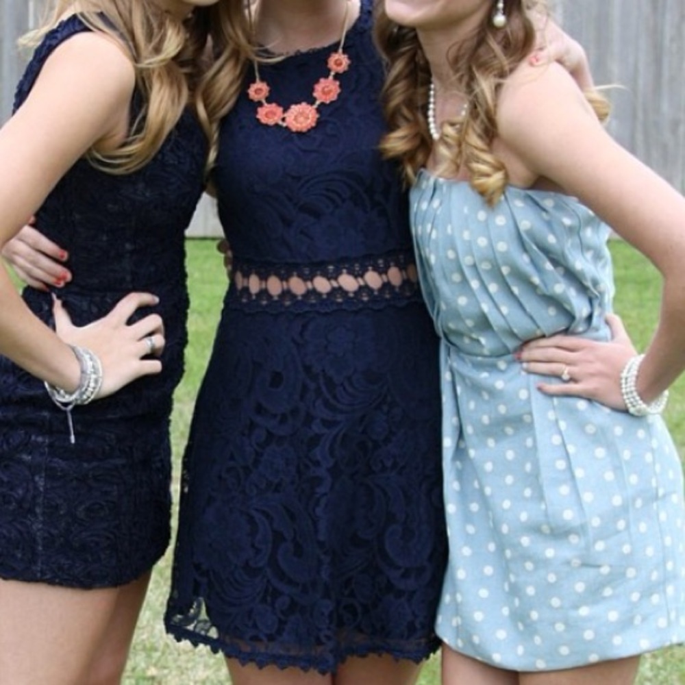 Lace navy dress