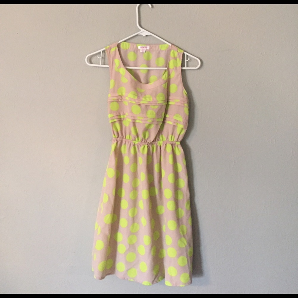 Tan and Neon Yellow Summer Dress - Light Weight