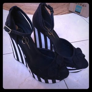 Jessica Simpson fun navy blue wedges! New!