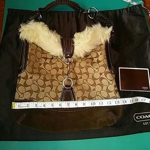 Coach bag w/ rabbit fur lining