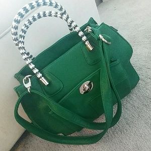 Green leather handbag