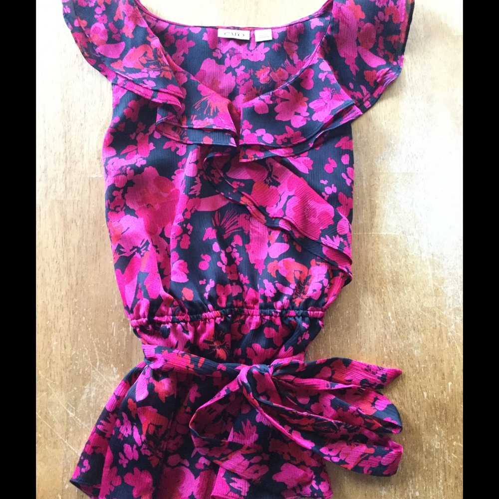 Women's Hot Pink Ruffle Top