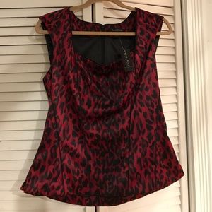 Satin spandex leopard print blouse