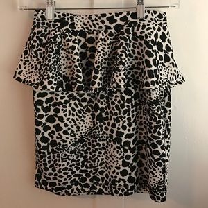Leopard Print Peplum Skirt
