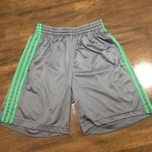 Grey and Green Adidas gym shorts