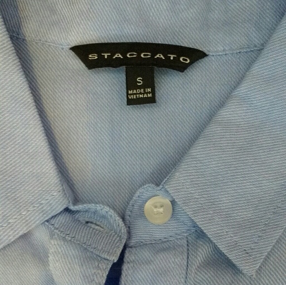 Light Powder Blue Button Up Blouse - Picture 4 of 7