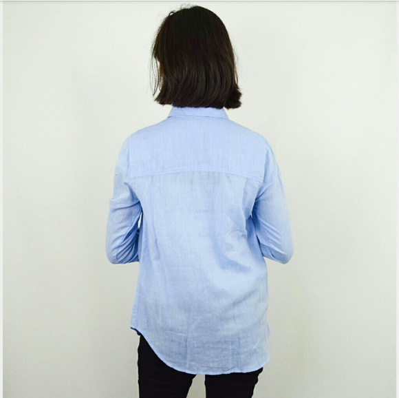 Light Powder Blue Button Up Blouse - Picture 6 of 7