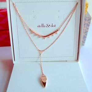 Stella & Dot Tiered Lariat Necklace // Rose Gold