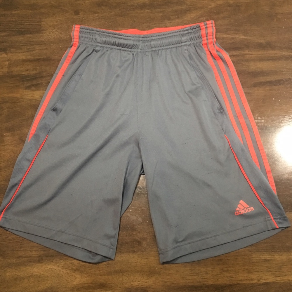 Grey and Red Adidas gym shorts