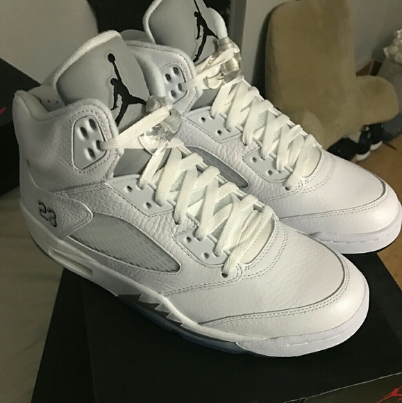 Metallic White Jordan 5\'s