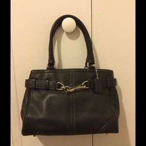 Black leather coach bag