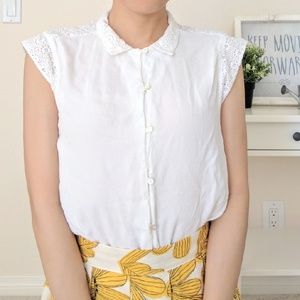 Zara embroidered collar white shirt