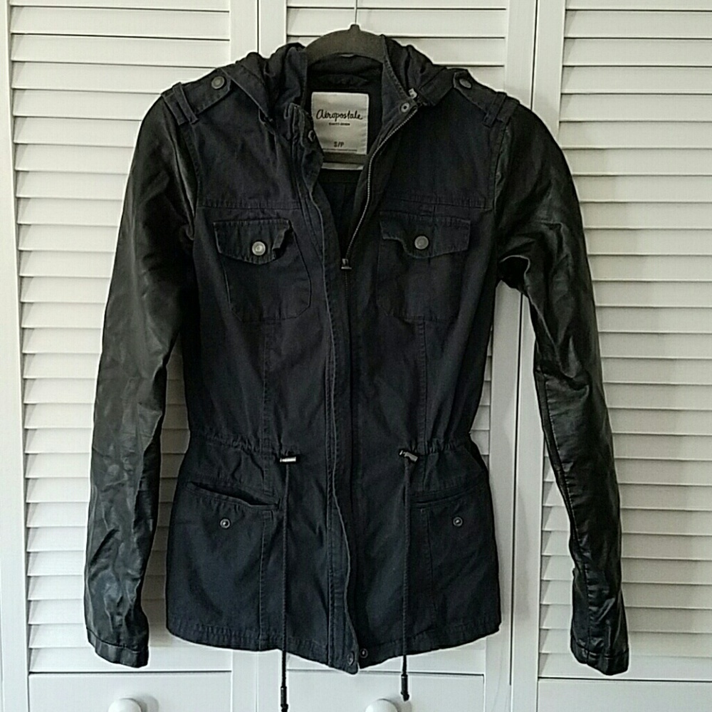 Cotton Jacket with Faux leather arms