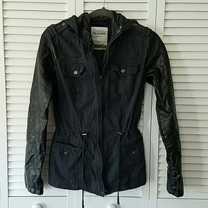 Cotton Jacket with Faux leather arms