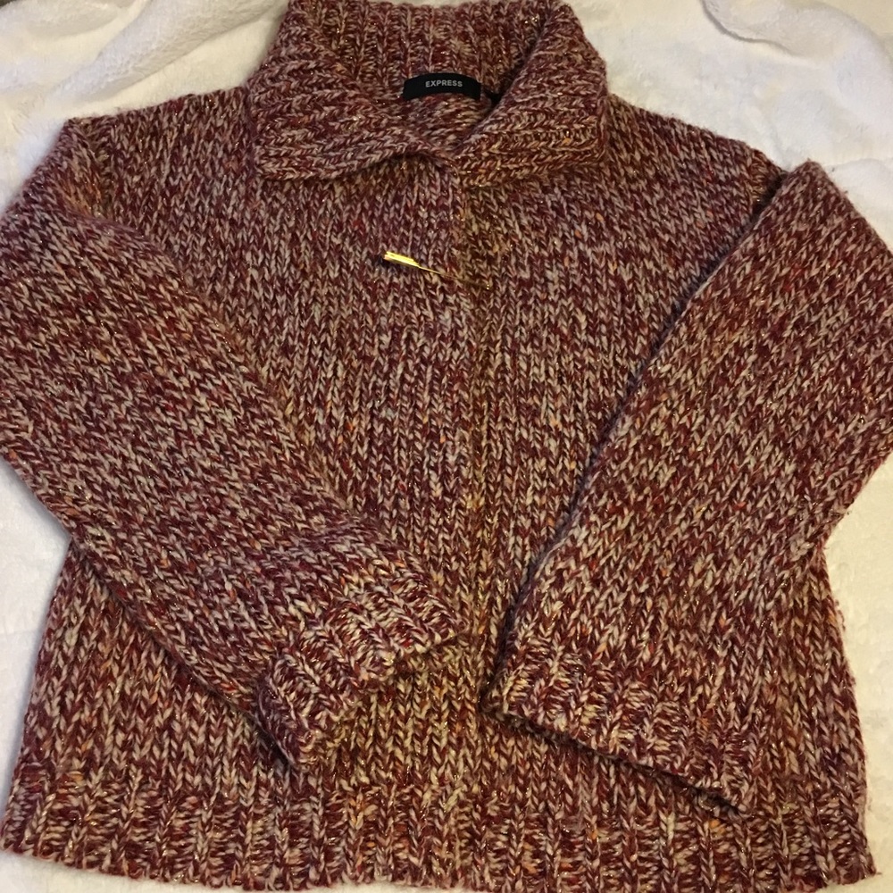Express multi color sweater with gold accent