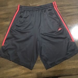 Black and red Adidas gym shorts