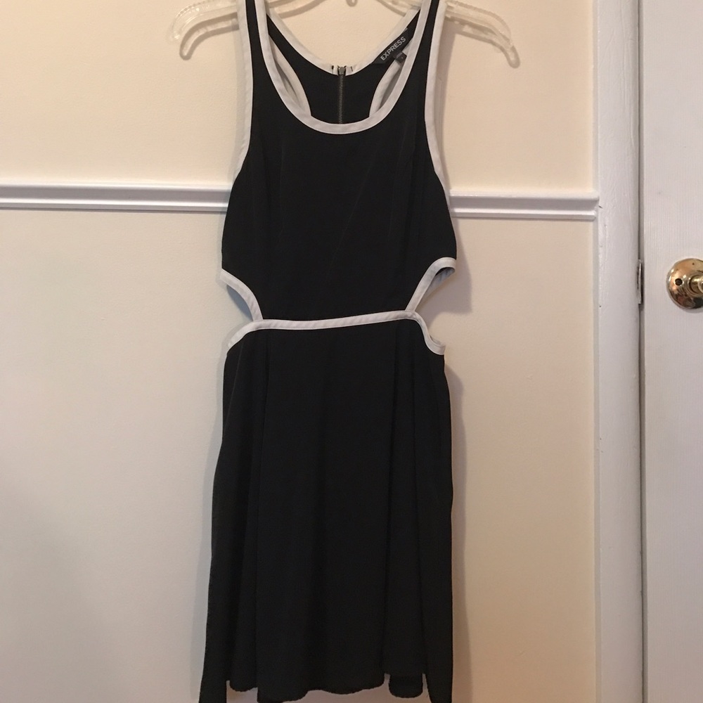 Cut out black and white mini dress
