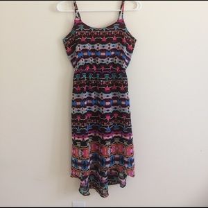 Kaleidoscopic Hi-lo sleeveless sundress