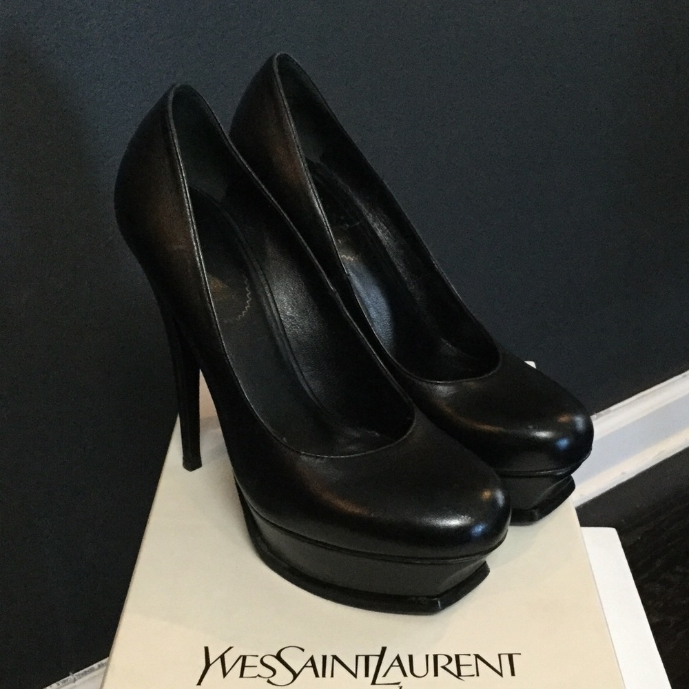 Yves Saint Laurent Black Leather Tribute 105 Pumps
