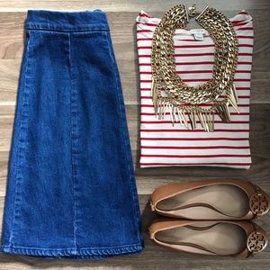 ASOS Denim Paneled Flare Skirt