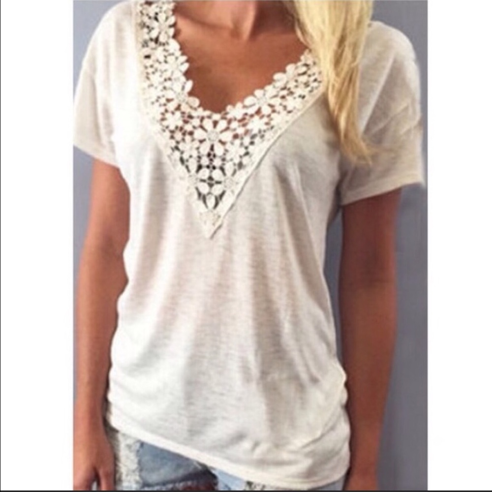 White crocheted T