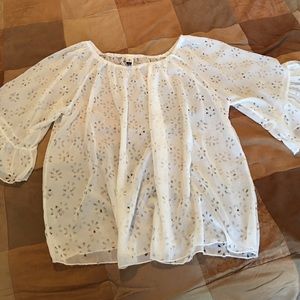 Sheer Flower Cut-out Blouse