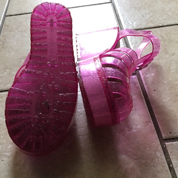 Forever Glitter Pink Platform Jelly Sandals Size 8 - Picture 4 of 4
