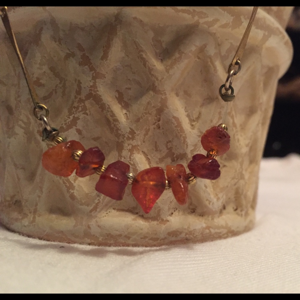 Antique amber and gold toned necklace