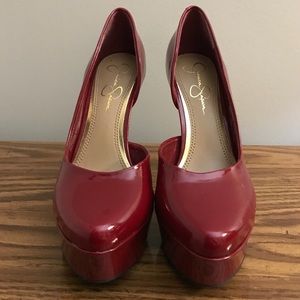 Red platform heels