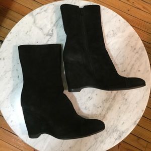 Black suede Hogan platform boots - size 8 1/2