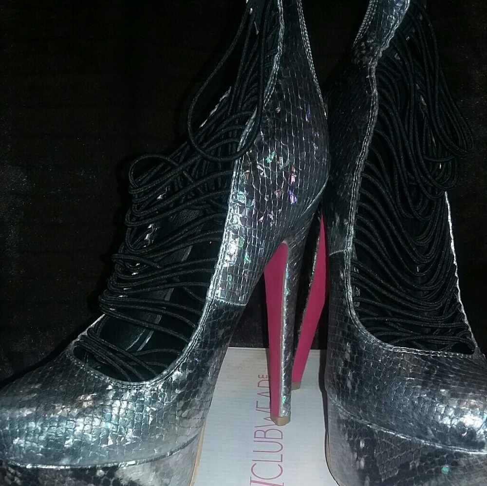 Silver snake heels