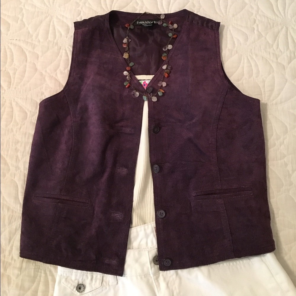 ✌️Purple Suede vintage vest✌️ - Picture 2 of 8