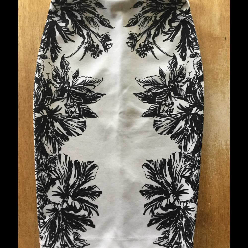 Black and white floral skirt