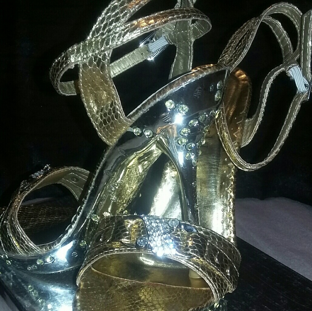 Gold open toe sandals