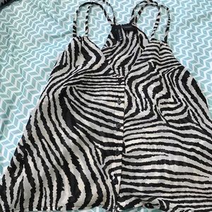 Sheer Animal print button up double strap tanks